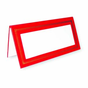 Porte Nom Artisanal Cuir Rouge