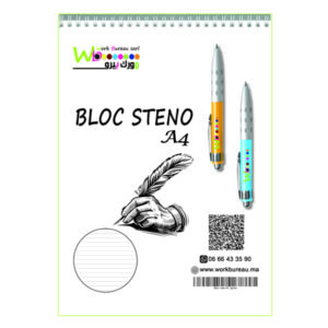 Bloc Steno WB A4 Rayé Avec Spiral Métallique