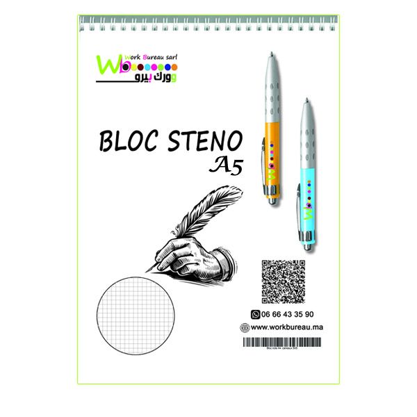 bloc_steno_wb_a5_petit_carreaux_5x5_avec_spiral_me Bloc-notes à pages carreaux A5