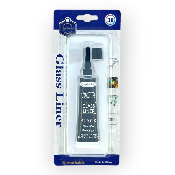 Tube Glass Liner Colour Black Keep Smiling 3D